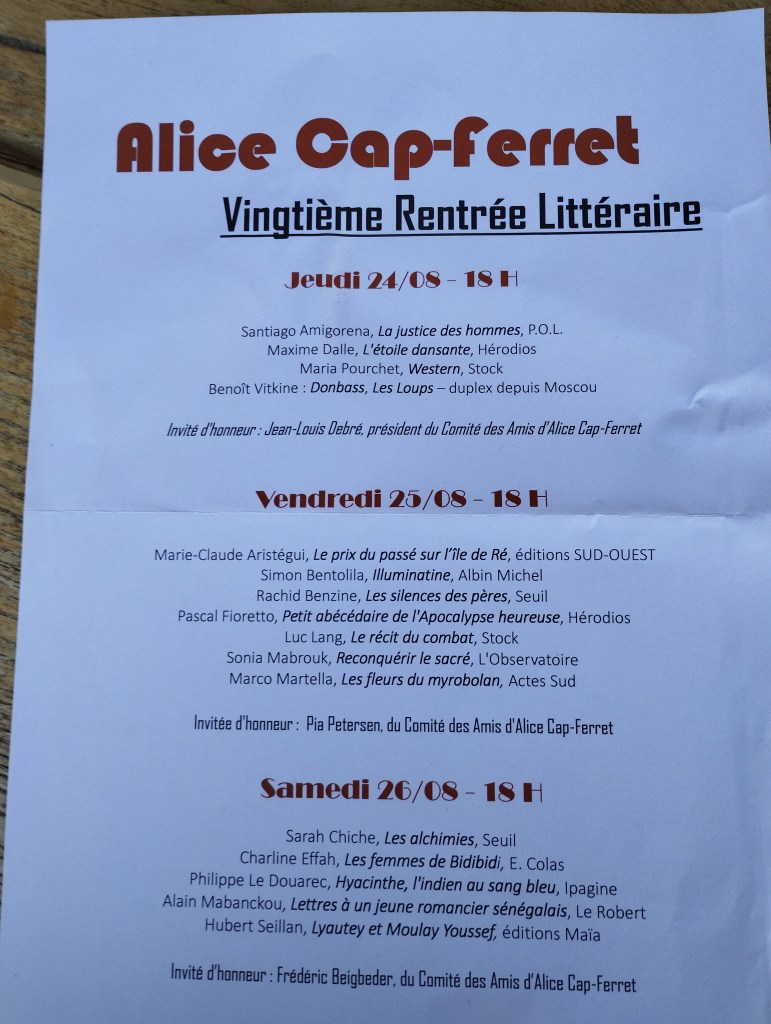 programme rentrée littéraire alice cap ferret 2023