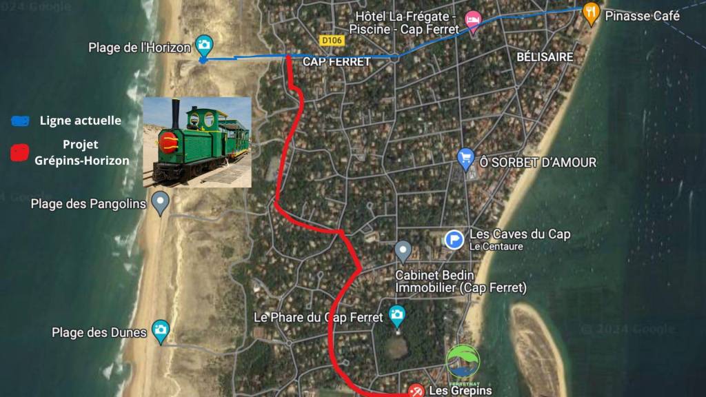 projet les grepins plage horizon petit train du cap ferret