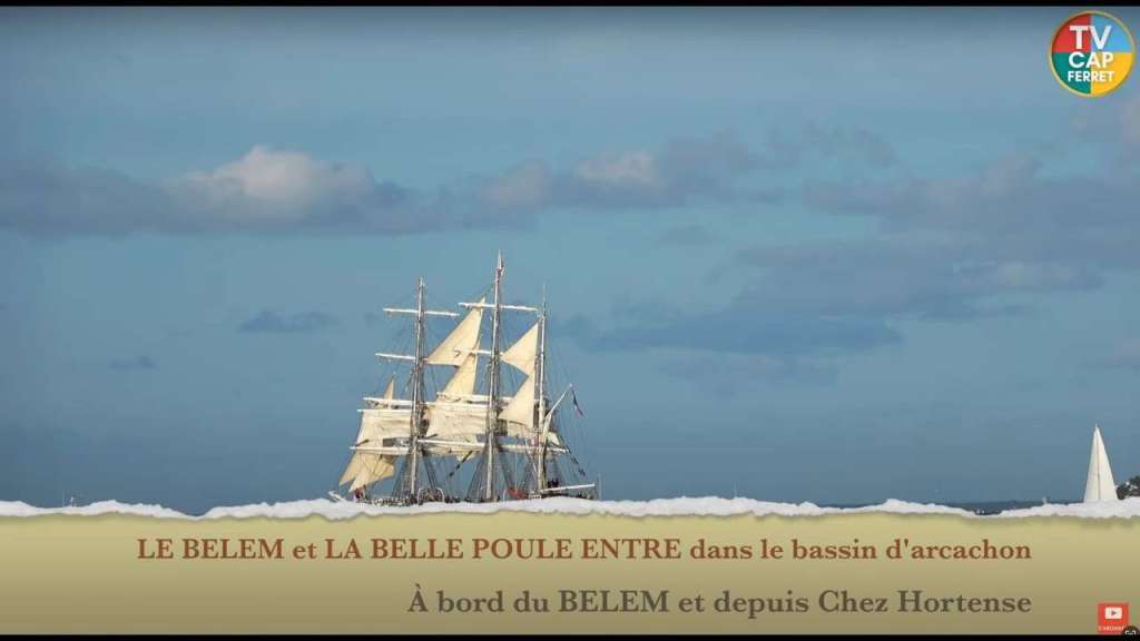 Arrivée ! Le Belem, La Belle Poule et le Lys Noir entrent dans le Bassin d&rsquo;Arcachon