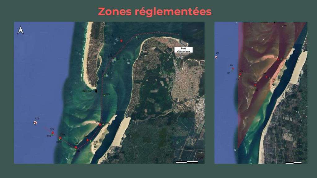 zone réglementées passage du Belem Bassin d'Arcachon
