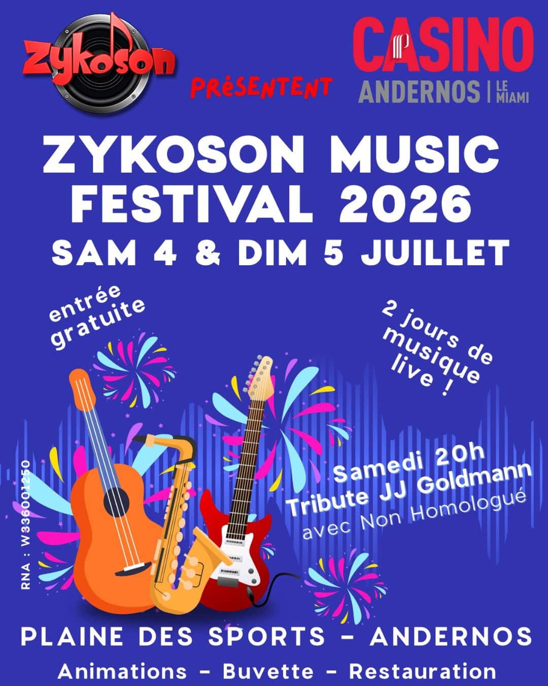 Affiche du Zykoson Music Festival 2026 à Andernos-les-Bains