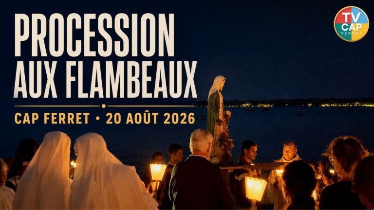 Procession aux flambeaux de la plage du Mimbeau à Notre-Dame des Flots au Cap Ferret