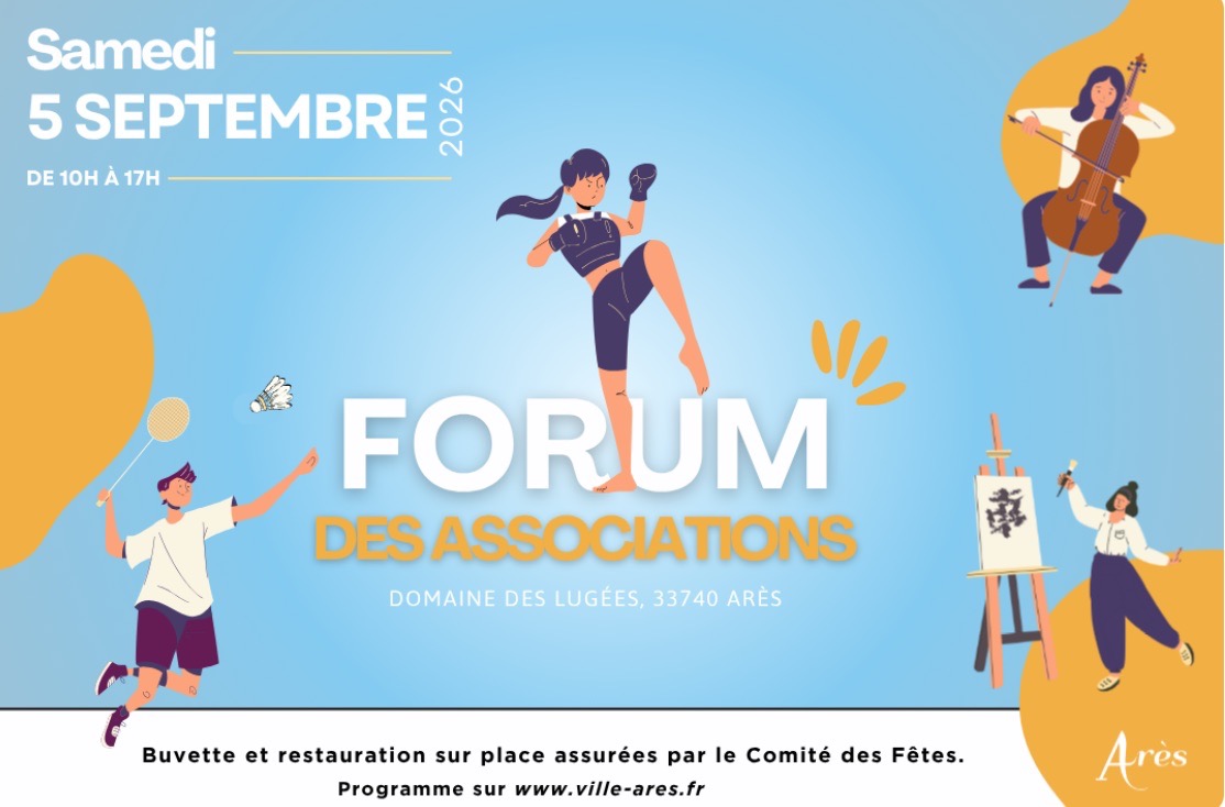 Affiche du Forum des associations d’Arès, samedi 5 septembre 2026